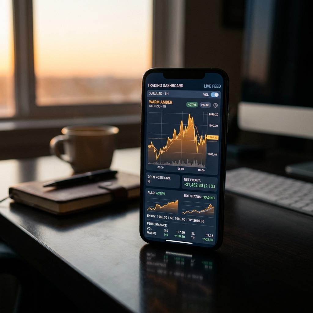 Tableau de bord de trading ZremoSTAK3RTRX sur terminal mobile